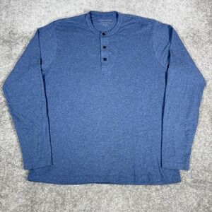 Outerknown Shirt Men's Large Blue Sojourn Henley Long Sleeve Pima Cotton